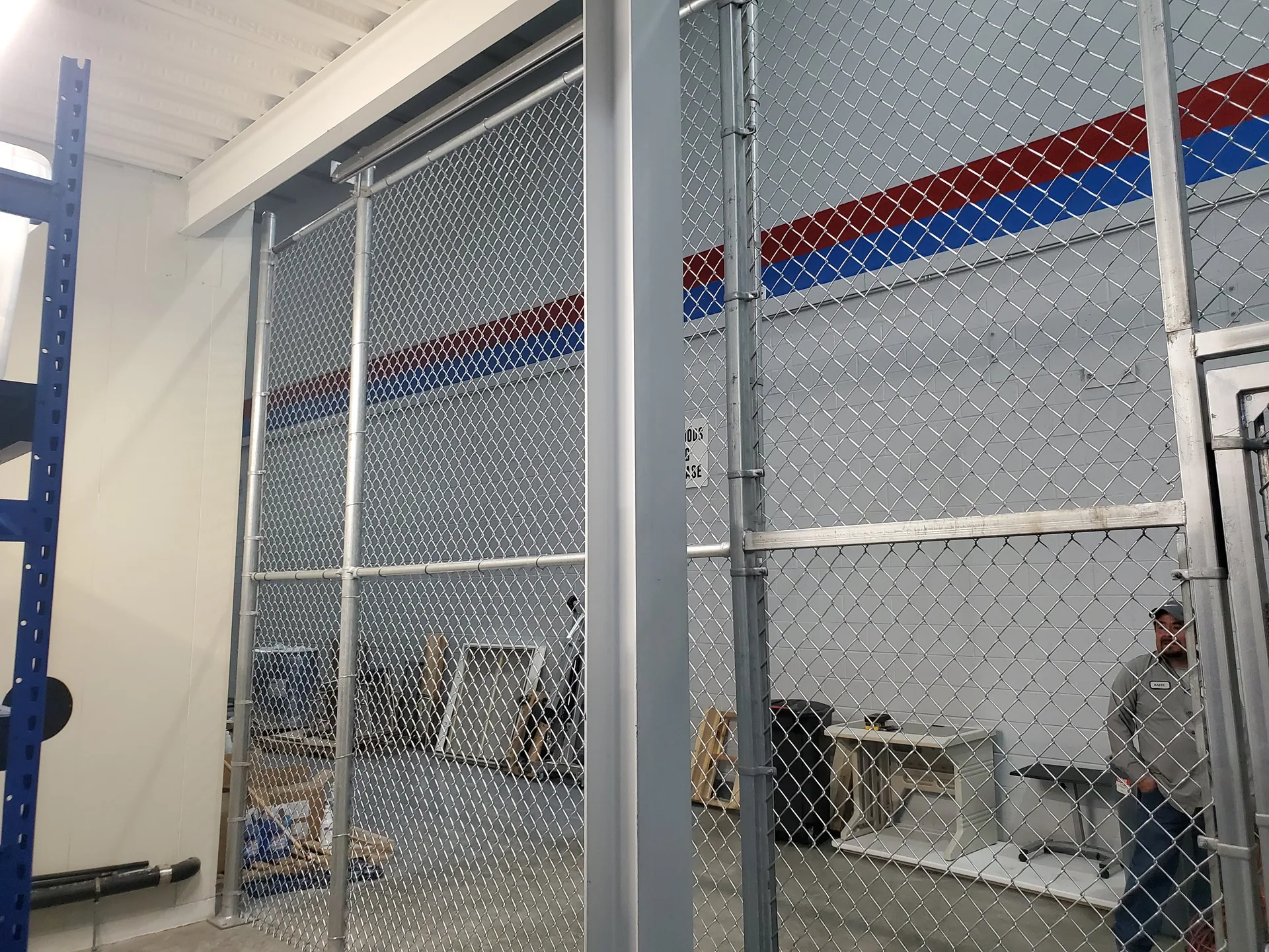 Floor to ceiling chain link security cage warehouse gaston county